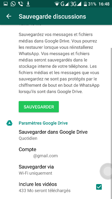 smartphone Sauvegarde Discussions WhatsApp
