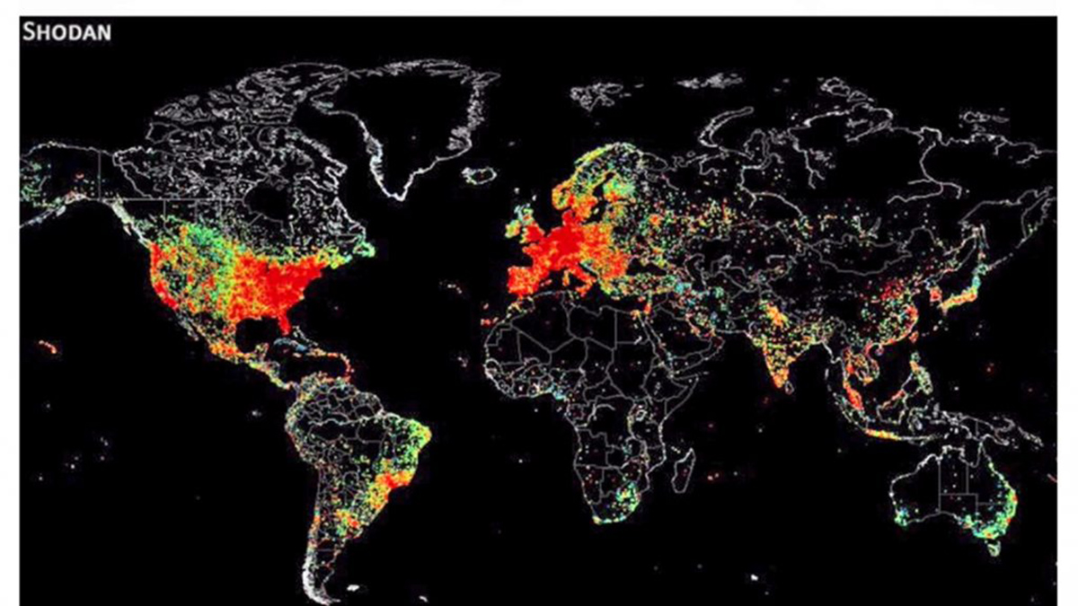 Carte Shodan appareils connectés