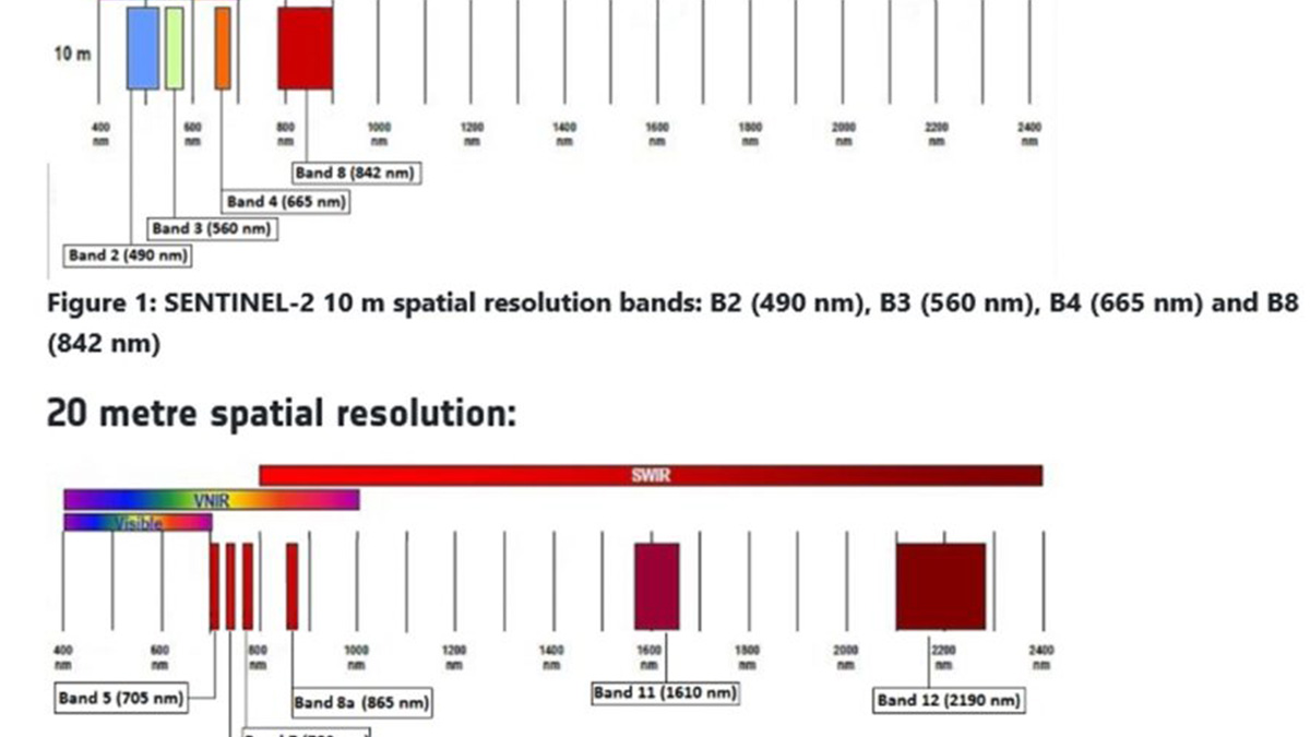 Crop Sentinel bandes spectrales