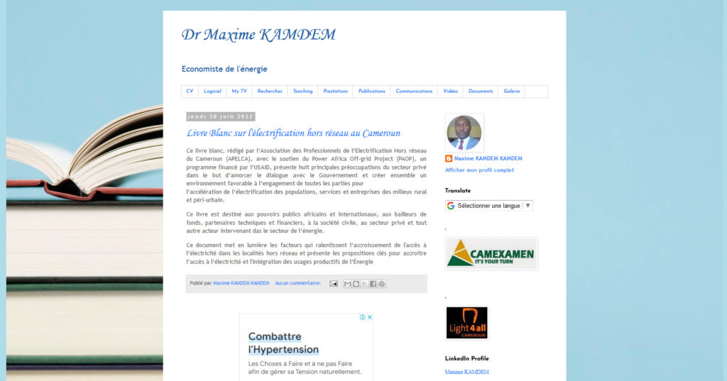 Blogueur sur l’énergie et l’économie Maxime Kamdem 